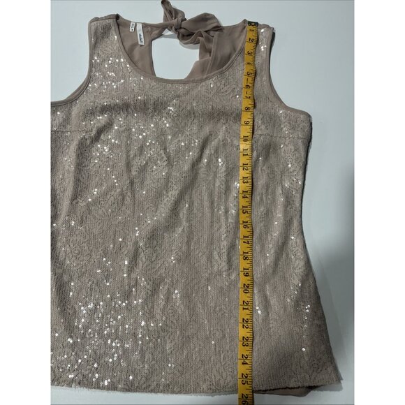 Studio Y Sequin Chiffon Sleeveless Top with Bow Tie Back & Rose Pattern Size M - Picture 10 of 14